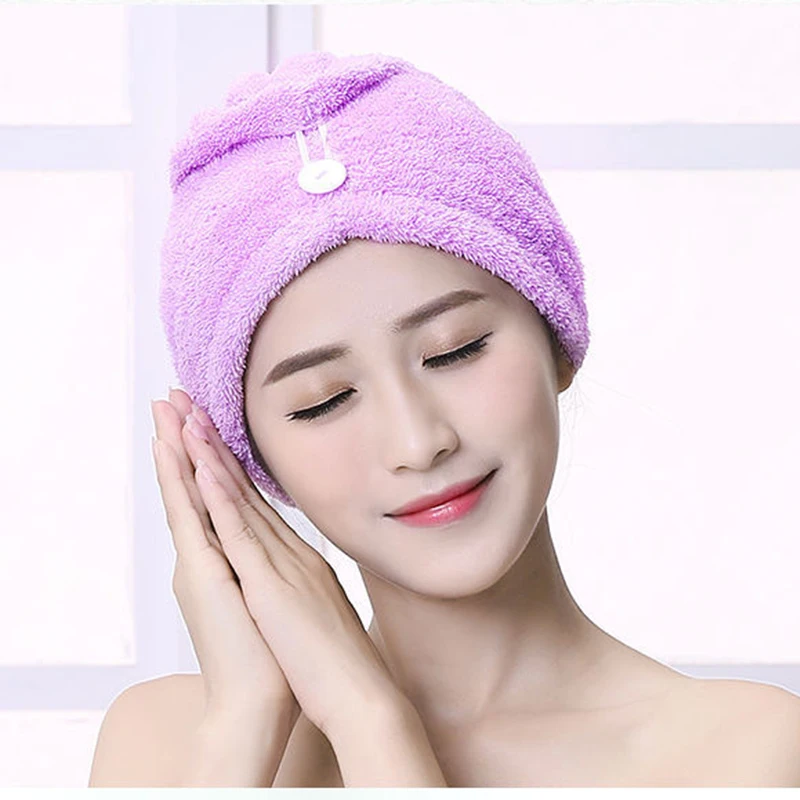 Шапка для сушки волос девочек быстросохнущее Коралловое бархатное полотенце