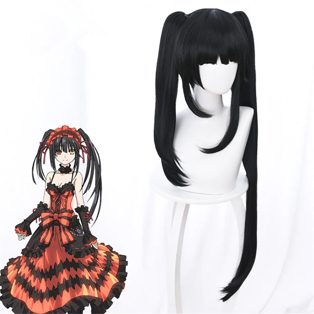Высококачественный термостойкий синтетический парик DATE A LIVE Tokisaki Kurumi черные и
