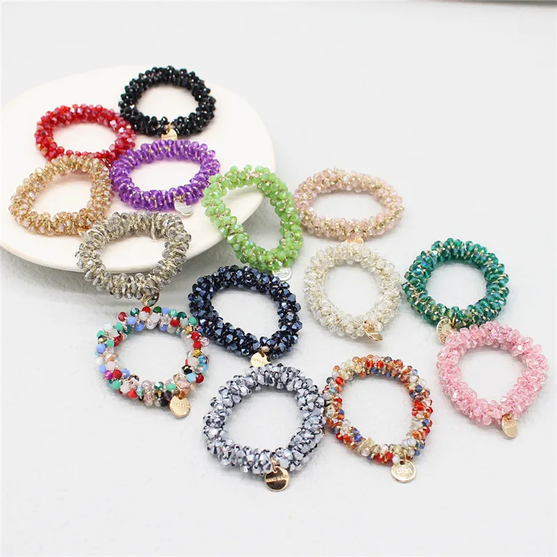 

Woman Multifunction Elastic Bracelet Crystal Hair Ties Beads Girls Scrunchies Rubber Bands Ponytail Holders Hair Accessories