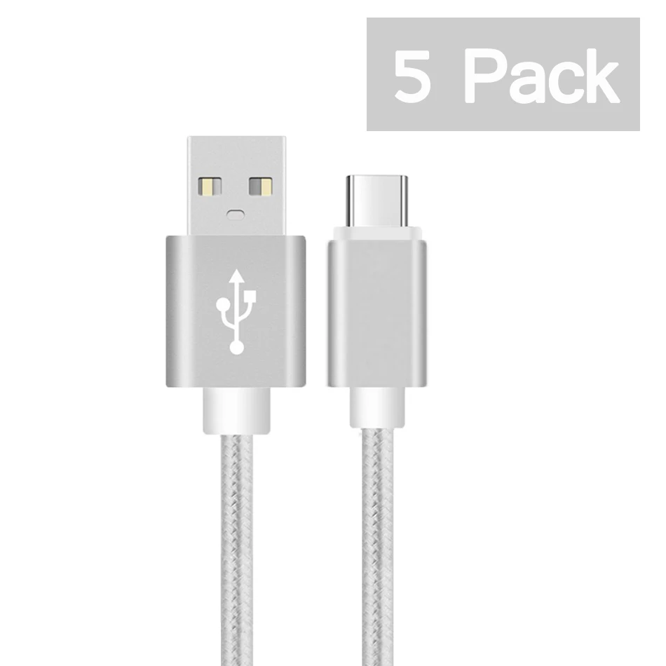 Silver 5 шт. Тип usb C кабель для samsung S9 Xiaomi mi 8 A2 Lite макс 3 mi x 2 2 S Android телефон 1 м 2 м 3 м быстрой зарядки синхронизации данных Зарядное устройство - Цвет: Silver