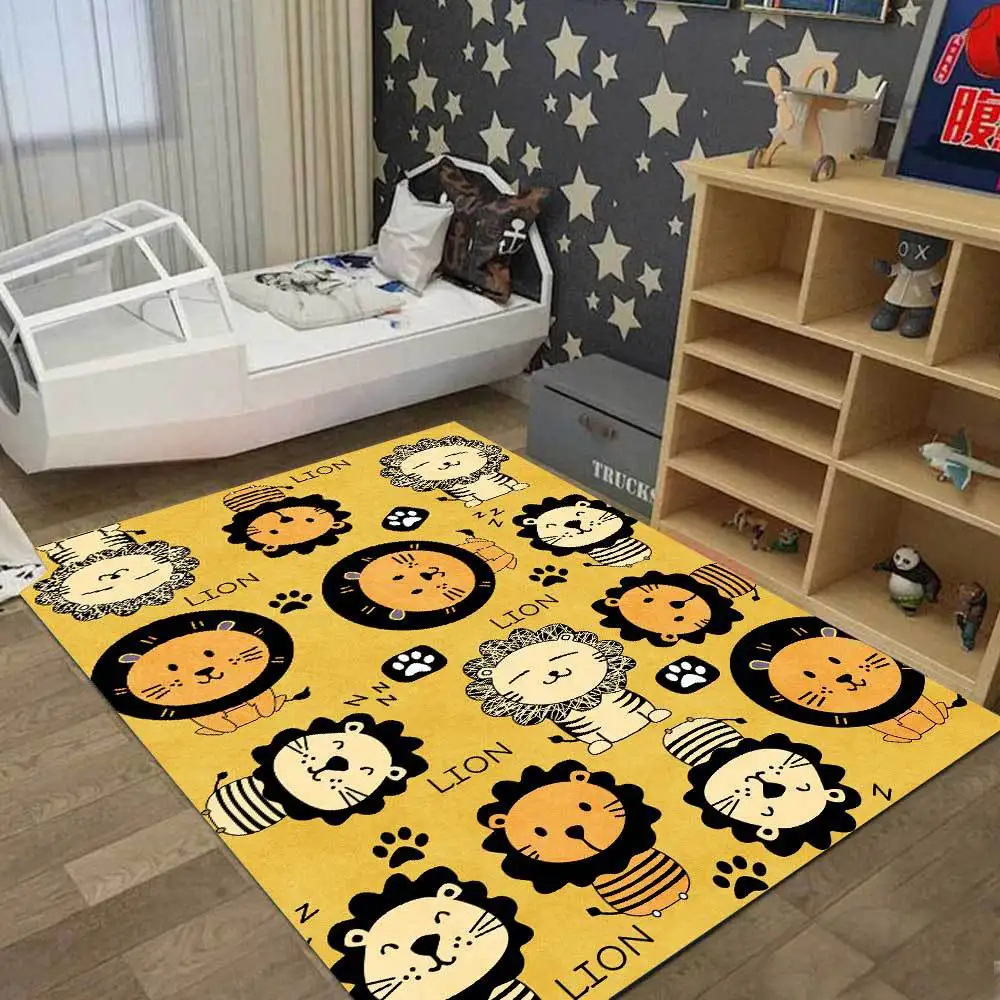 

Stylish modern cartoon cute little lion expression bright yellow living room bedroom bedside carpet mat custom