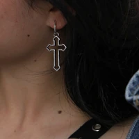 european and american punk rock girlsl hollow cross dangle earrings harajuku vintage metal geometric drop earring ear jewelry