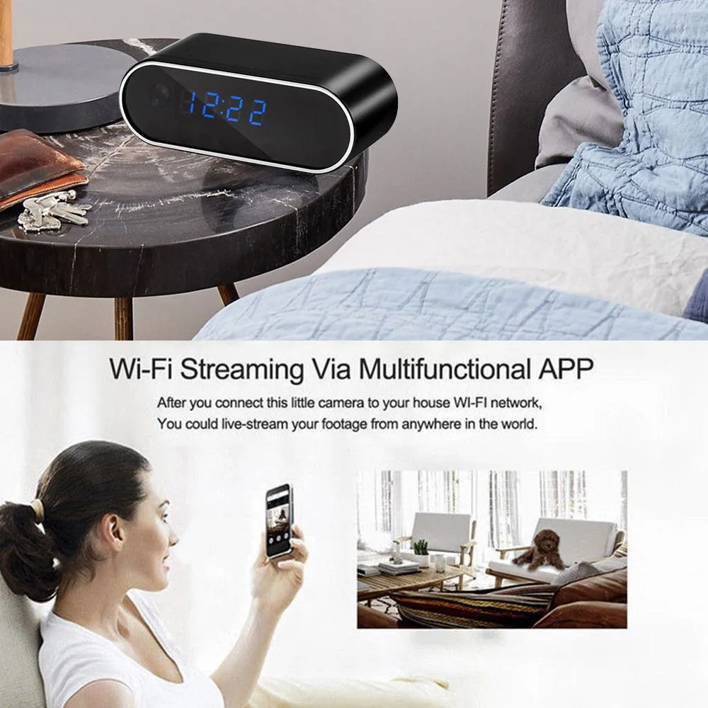 HD 4K 1080P Часы Wifi IP мини-камера Домашняя безопасность управление Скрытый ИК Ночное