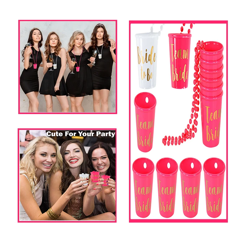 

5Pcs Bride To Be Print Plastic Red White Bead Chain Wine Glass For Wedding Home Party Decor Kitchen Supplies Bachelor Party Prop