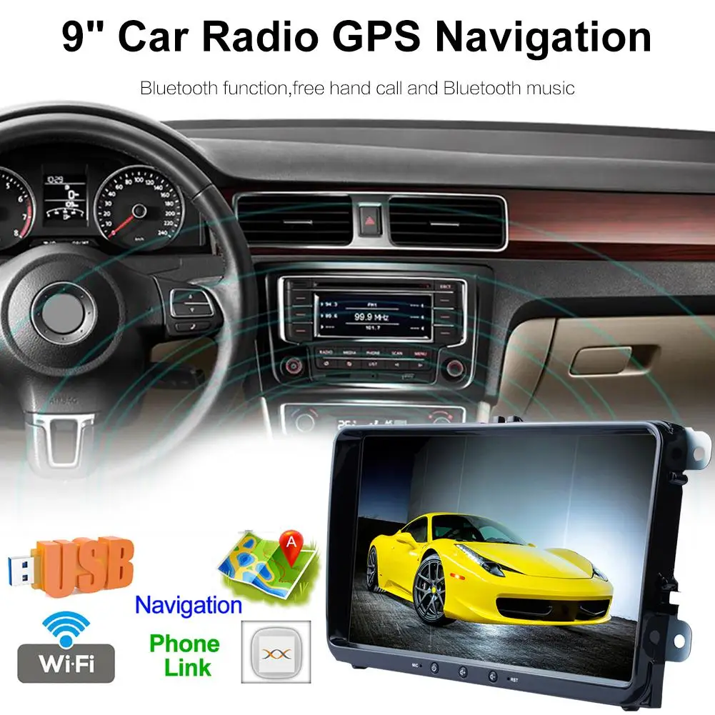 Автомобильное радио 9 дюймов GPS навигация док станция 2din Android смартфон Bluetooth