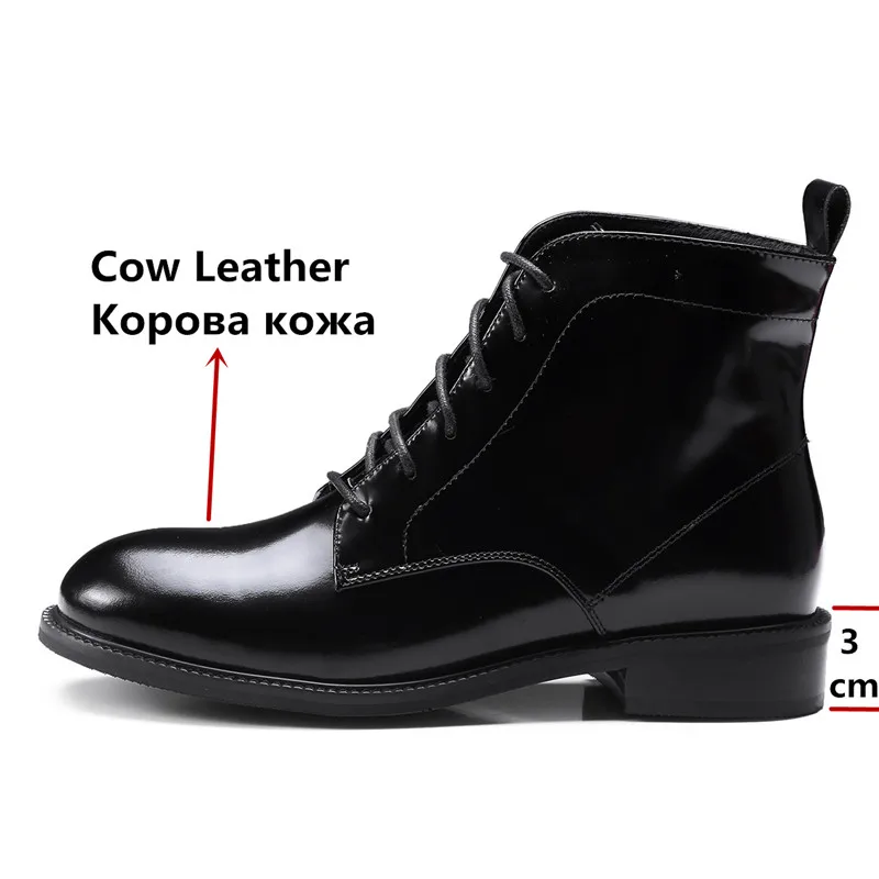 Женские короткие ботинки FEDONAS черные мотоциклетные из натуральной кожи с