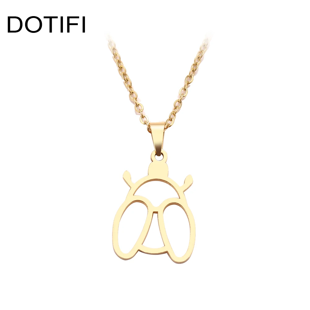 DOTIFI ожерелье из нержавеющей стали для женщин с божьей коровкой золотистого и