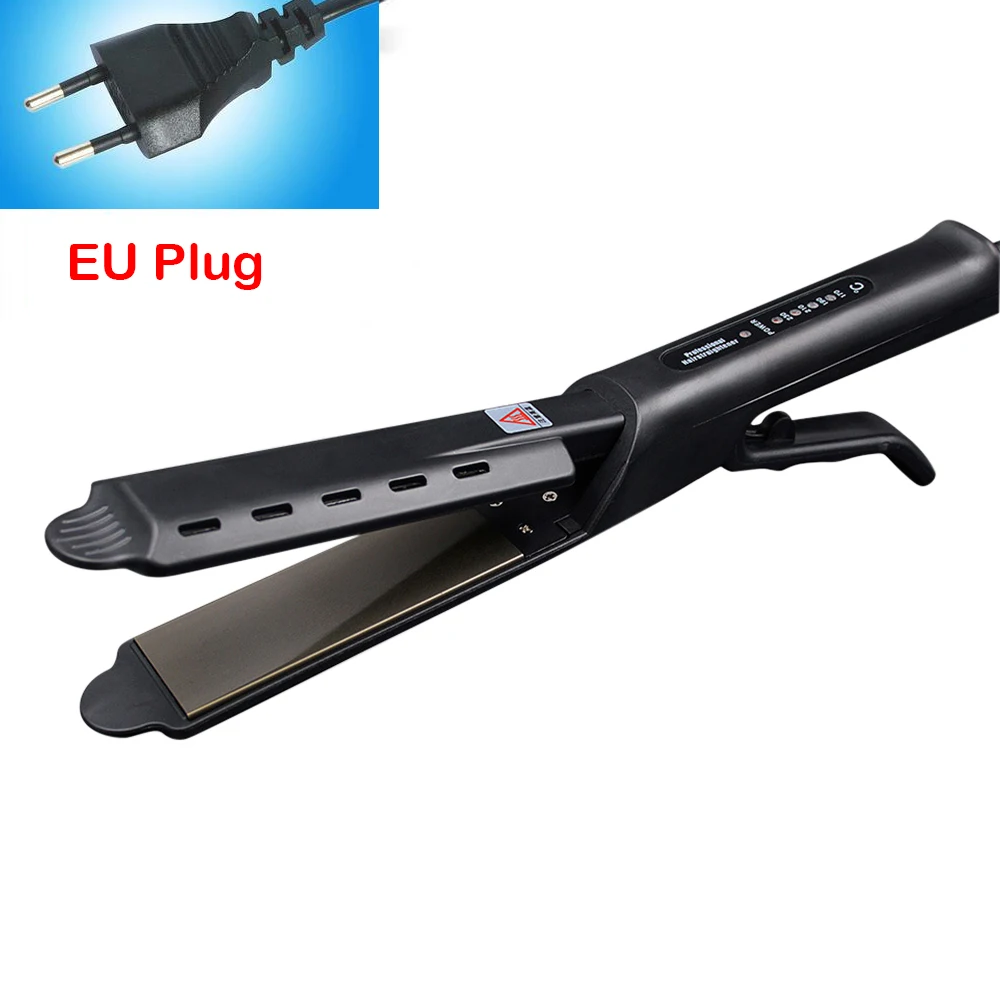 EU Plug Утюжки для выпрямления волос, быстро разогревающиеся, тепловая производительность, выпрямитель для волос, щипцы для завивки волос 2 в 1, сухая влажная Плойка для укладки волос - Цвет: EU Plug