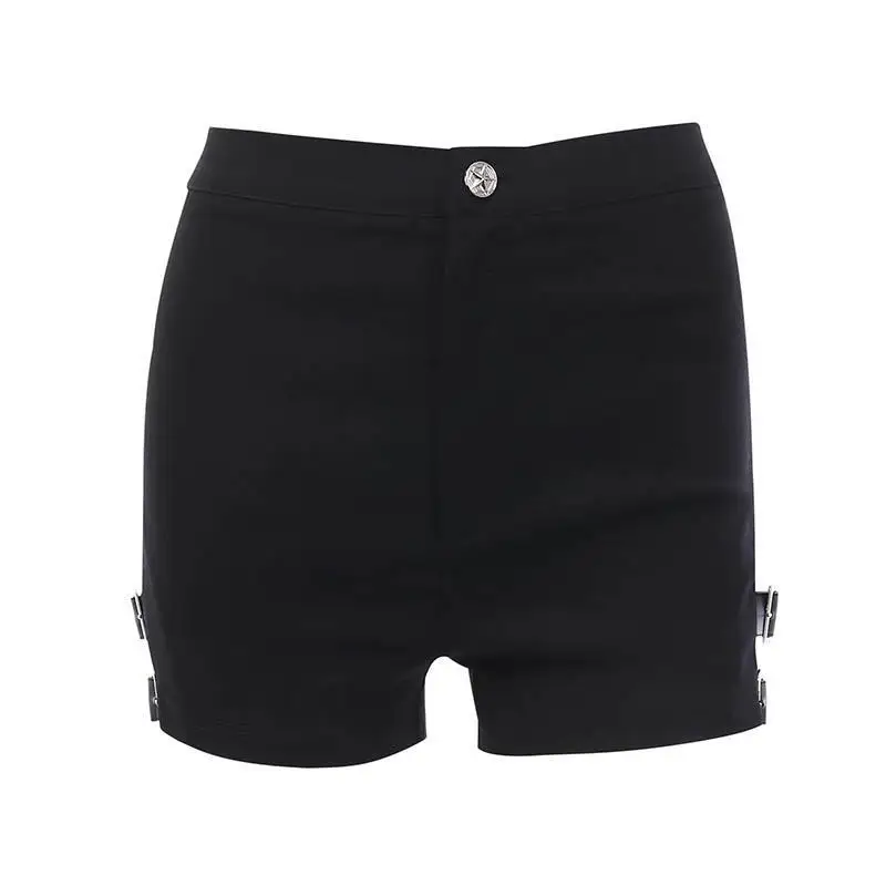 

Summer New Punk High Waist Retro Tight Elastic Hollow Metal Buckle High Waist Shorts Hot