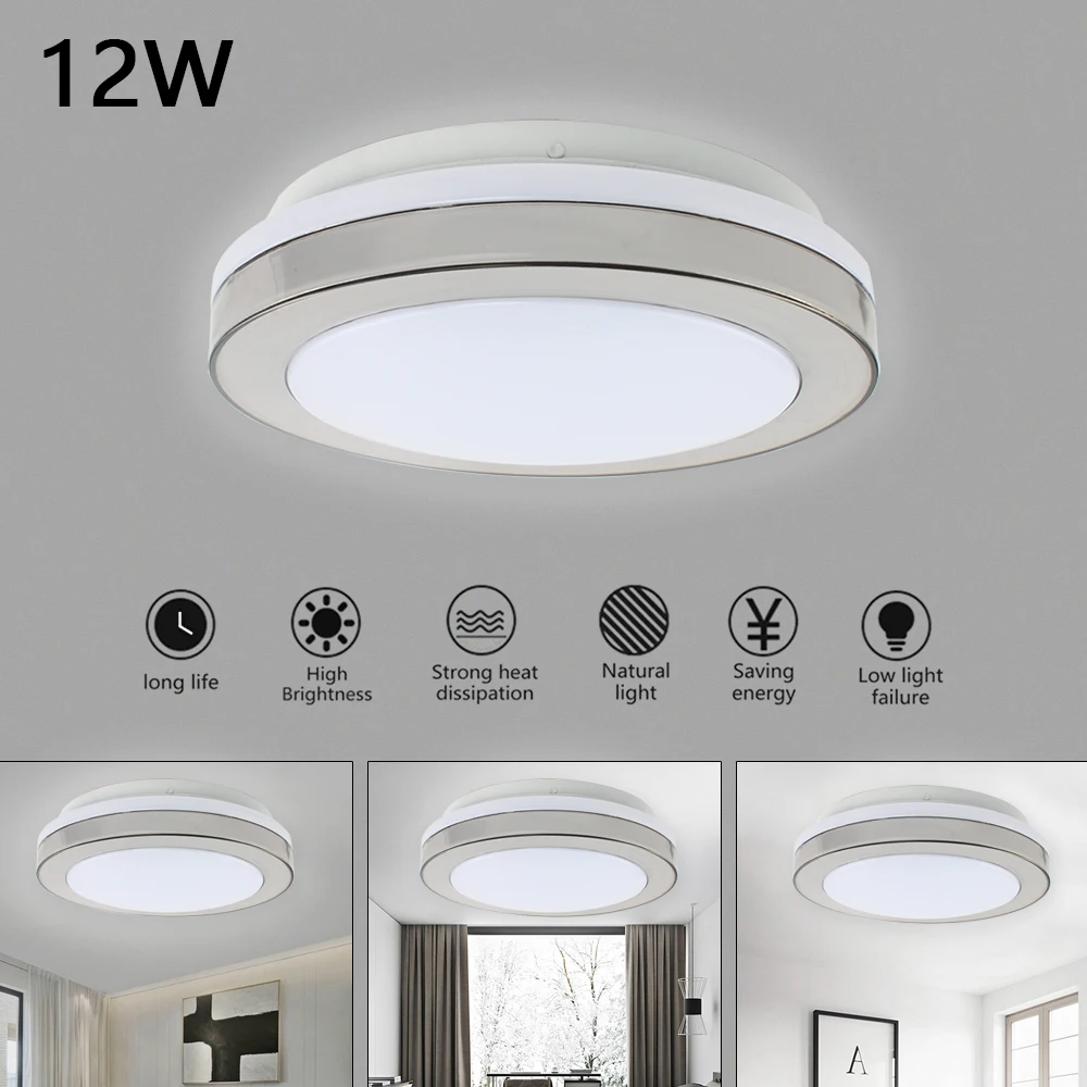 

VIPMOON 12W LED Flush Mount Ceiling Light Fixture Cool White 6500K 7.48Inch for Hotel Children's room Laundry Kitchen Porch Gray