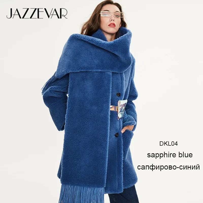 dark blueDKL04 JAZZEVAR Зимнее новое поступление пальто с мехом женская одежда высокое качество средней длины теплое зимнее пальто K9064 - Цвет: dark blueDKL04