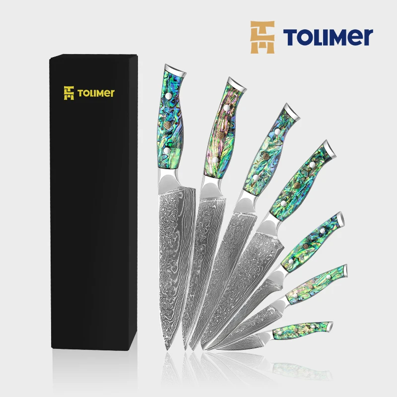 Набор кухонных ножей TOLIMER из дамасской смолы японские универсальные инструменты