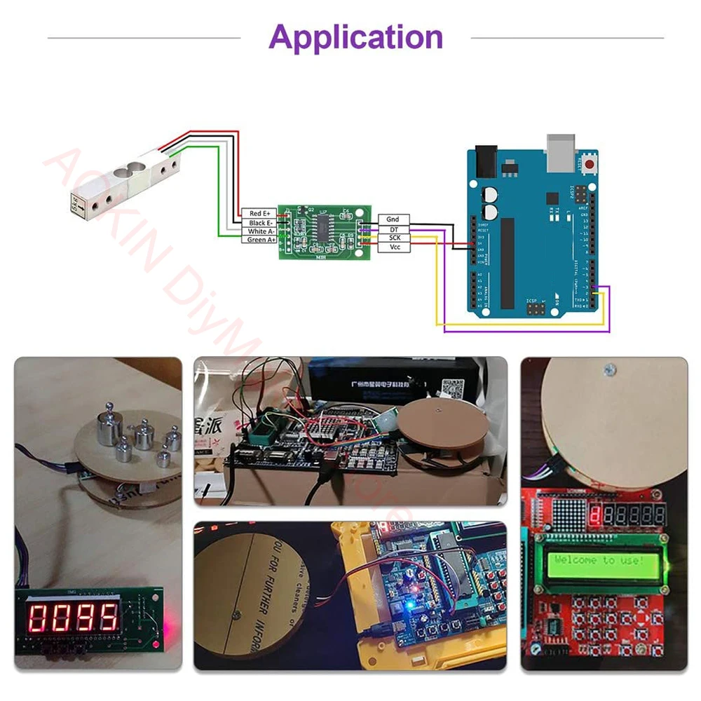 Digital Load Cell Weight Sensor HX711 AD Converter Breakout Module 5KG 10KG Portable Electronic Kitchen Scale for Arduino Scale