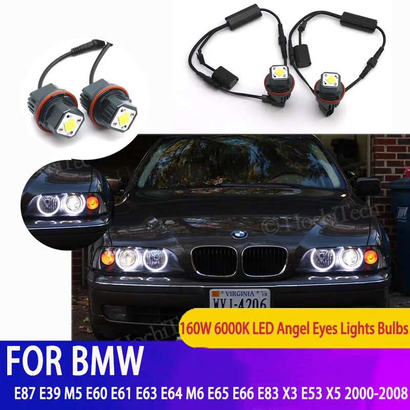 

2pcs Bright 6000K 160W LED Angel Eyes Marker Lights Bulbs Lamp For BMW E87 E39 M5 E60 E61 E63 E64 M6 E65 E66 E83 X3 E53 X5 00-08