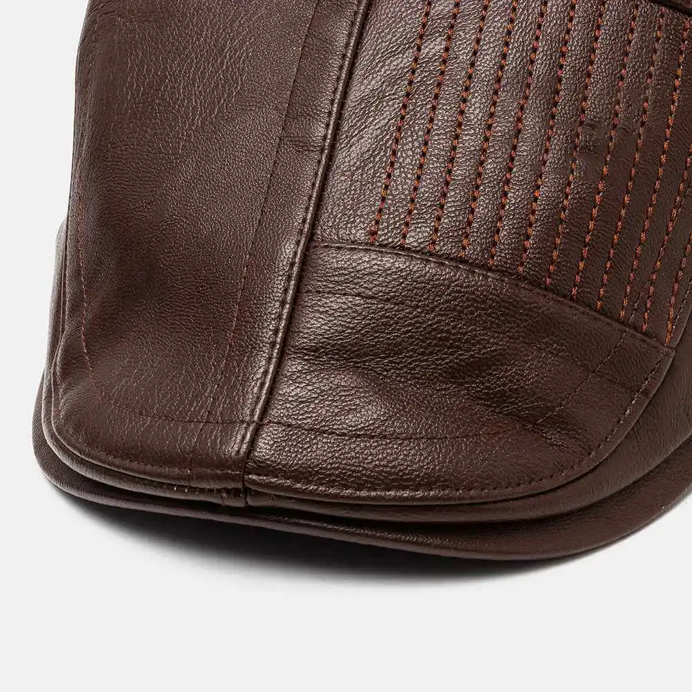 

Top Level Men's PU Leather Beret Caps Casual Newsboy Cap Warm Hats Solid Color Casual Retro Visor Sun Hat Warm Spring Winter