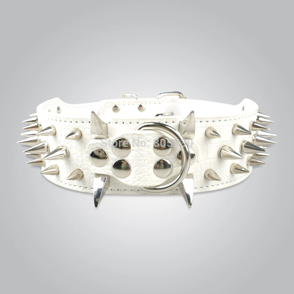 

2 Inch Wide Spiked Dog Collar Studded Leather Dog Collars For Medium Large Pet Mastiff Pitbull S-XL