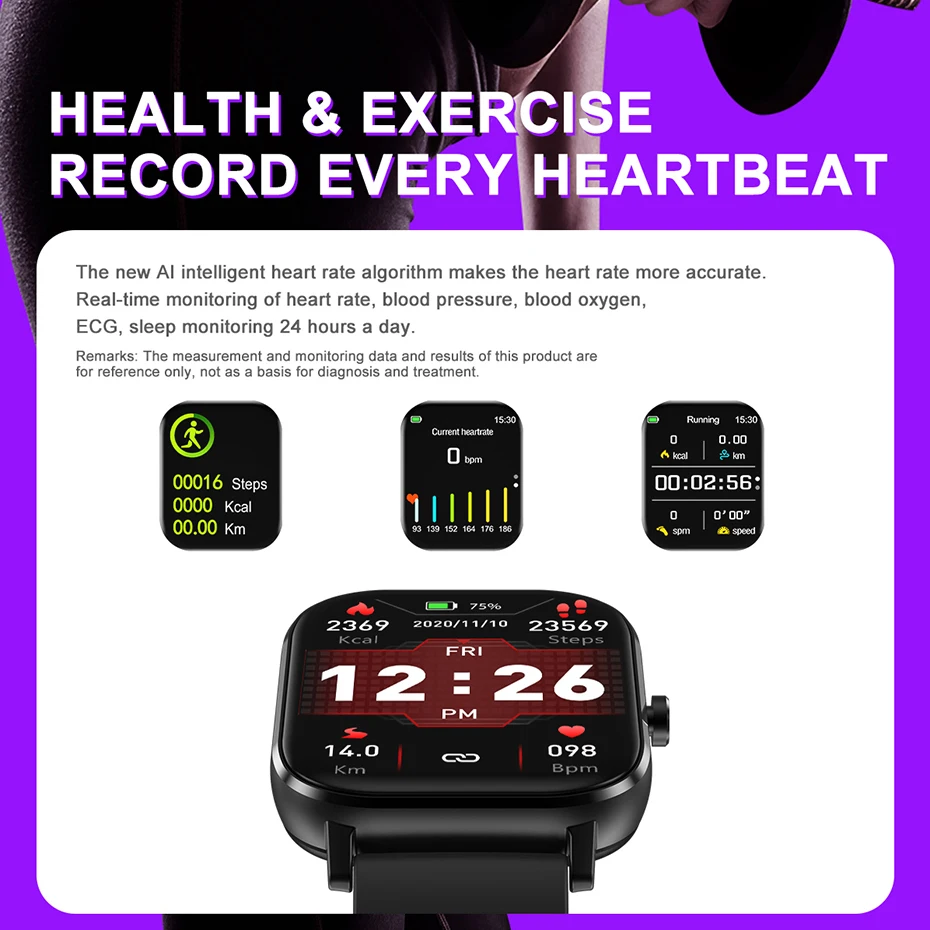 

2021 Brand New DT35 Plus Smart Watch 1.75"HD Bluetooth Call ECG Heart Rate Monitor Sport Modes Waterproof GTS Style Smartwatch