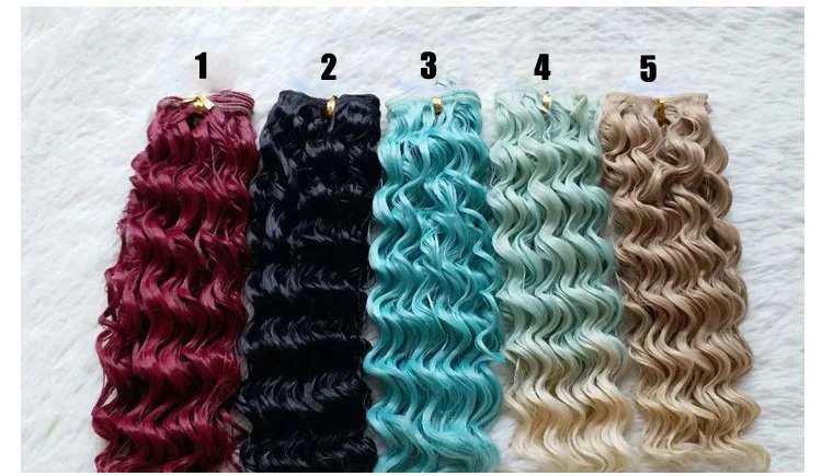curly doll wig 25cm Мода 25*100 см DIY мини-парик для куклы, высокотемпературный материал, прямые волосы, парик для BJD, аксессуары для куклы с высокой температурой - Цвет: curly doll wig 25cm