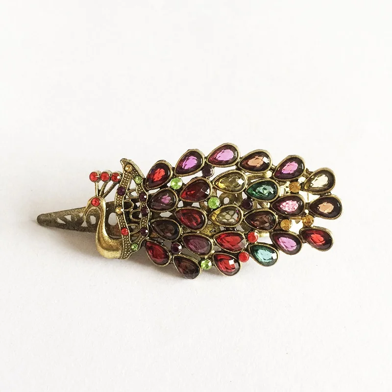 1 шт./партия новые ретро сплав Павлин заколки для волос со стразами