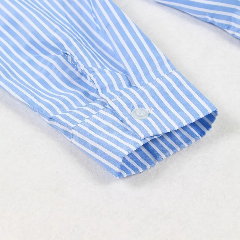 GALCAUR Casual Striped Shirt For Women Lapel Long Sleeve Loose Irregular Blouse Female Fashion Clothes 2020 Summer New Tide | Женская