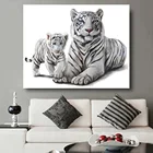 Полноразмерная Алмазная 5D картина сделай сам, вышивка крестиком, тигр, 3D Алмазная вышивка, животное, квадратная мозаика, черно-белое художественное украшение G271