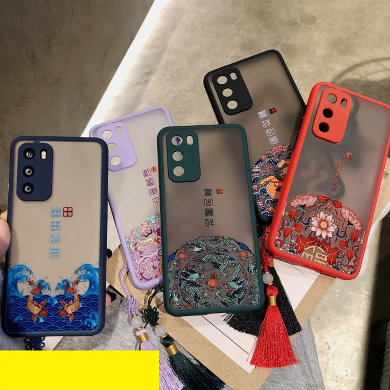 

The new trend China Wind frosted transparent fall protection cover is applicable to Huawei P50 Pro P40 mate series