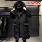 Уличное пальто Daiwa 2021, утепленная куртка, Мужская удлиненная теплая парка с капюшоном, пальто на белом утином пуху, высококачественное мужское зимнее пуховое пальто