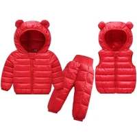 toddler winter baby outwear girls boys clothing sets warm faux down jacket suit children kids snowsuit coats vest pants overalls