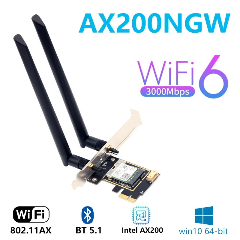Dual band Intel AX200 wireless PCIE 2400mbps 802.11AX Wi Fi 6 desktop network card Bluetooth 5.1 | Компьютеры и офис