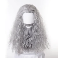 halloween mens gandalf cosplay wig wizard grey synthetic hair albus dumbledore role play wig with bear set wig cap