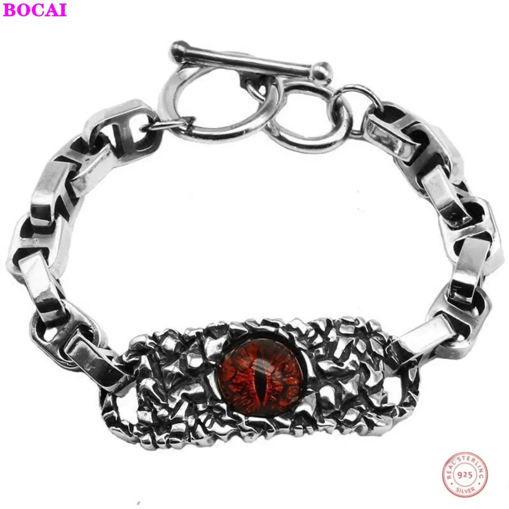 Мужской браслет из серебра 925 пробы с искусственным глазом | Украшения и