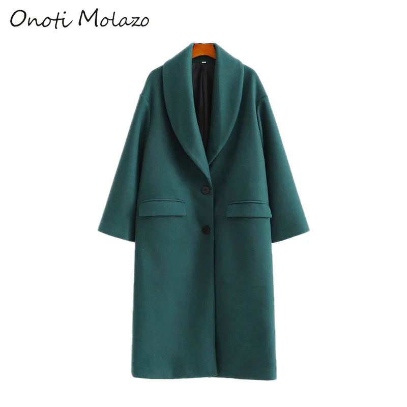 Onoti Molazo длинное шерстяное пальто для женщин повседневное зимнее с поясом и