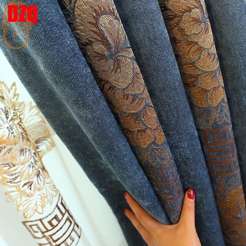 

Black Out Curtains for Living Room Bedroom Minimalist Striped Jacquard Curtain Thick Chenille Back Word Lines Classical Curtains