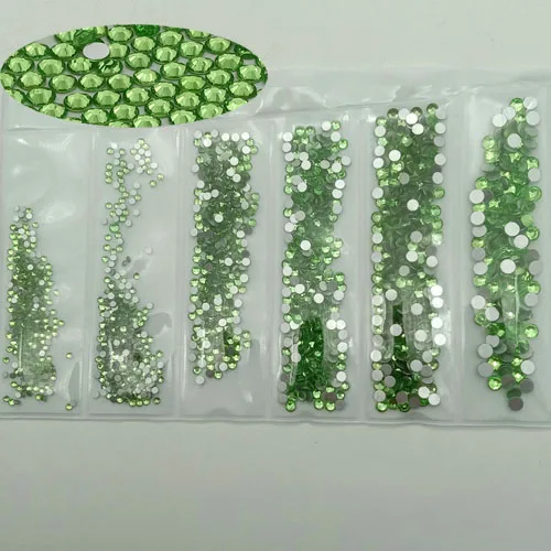 4-16 Green 1600pcs Дизайн ногтей кристаллы AB 1600 шт.; многоразмерные х Стекло ногтей Стразы для украшения для ногтей камни Charms - Цвет: 4-16 Green 1600pcs
