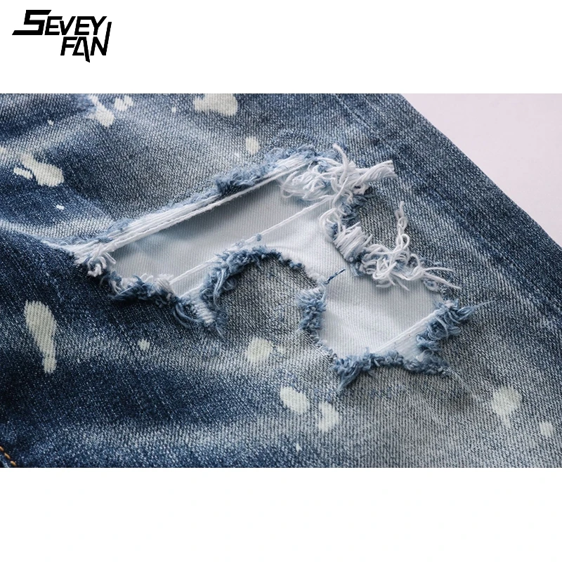 

Blue Ripped Hip Hop Jeans Men Fashion Skinny Hole Denim Pants Brand Nightclub Hipster Slim Jean Trousers Streetwear Harajuku New