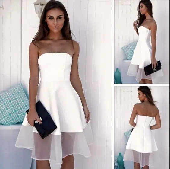 

Linglewei New Spring and Summer Women's Dress sexy wrap chest perspective dress