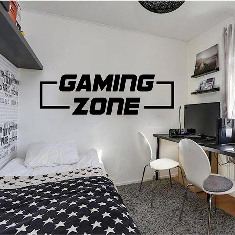 

Gaming Zone Video Game Wall Sticker Playroom Bedroom Gaming Zone Gamer Xbox Ps4 Quote Wall Decal Kids Room Vinyl Decor m334
