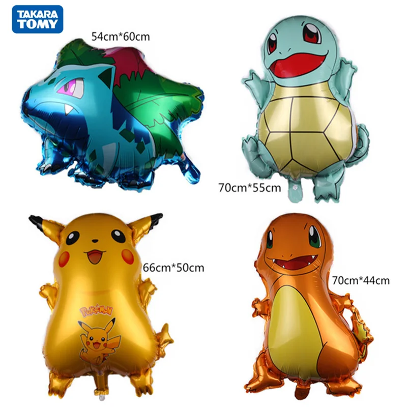 

4pcs/Set Pokemon Balloon Charmander Bulbasaur Squirtle Pikachu Decoration Supplies Toys Kids Xmas Birthday Party Gift