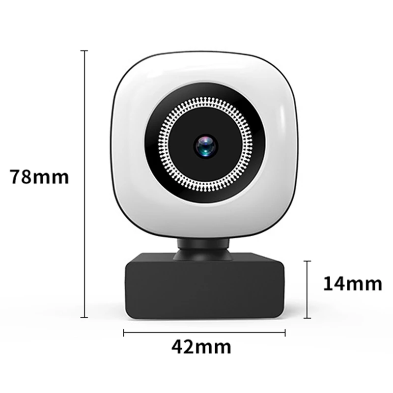 

Webcam Fill Light Adjustable Light Effect Web Camera Auto Focus Camera Built-in Mic for YouTube Video Creator