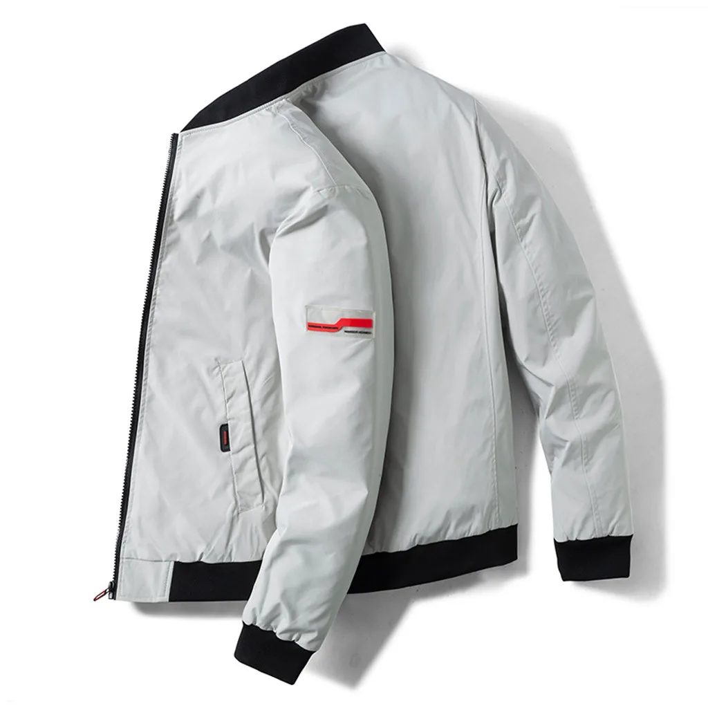 Мужская осенне зимняя повседневная однотонная спортивная куртка на молнии с