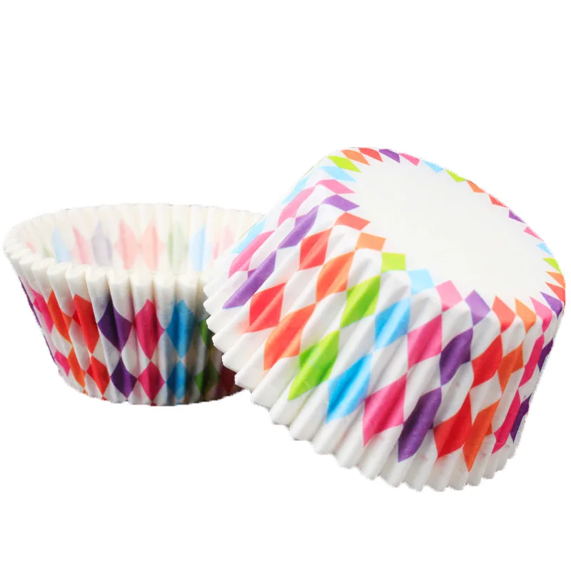 100 шт. рождественские радужные бумажные вкладыши для кексов чашка маффинов