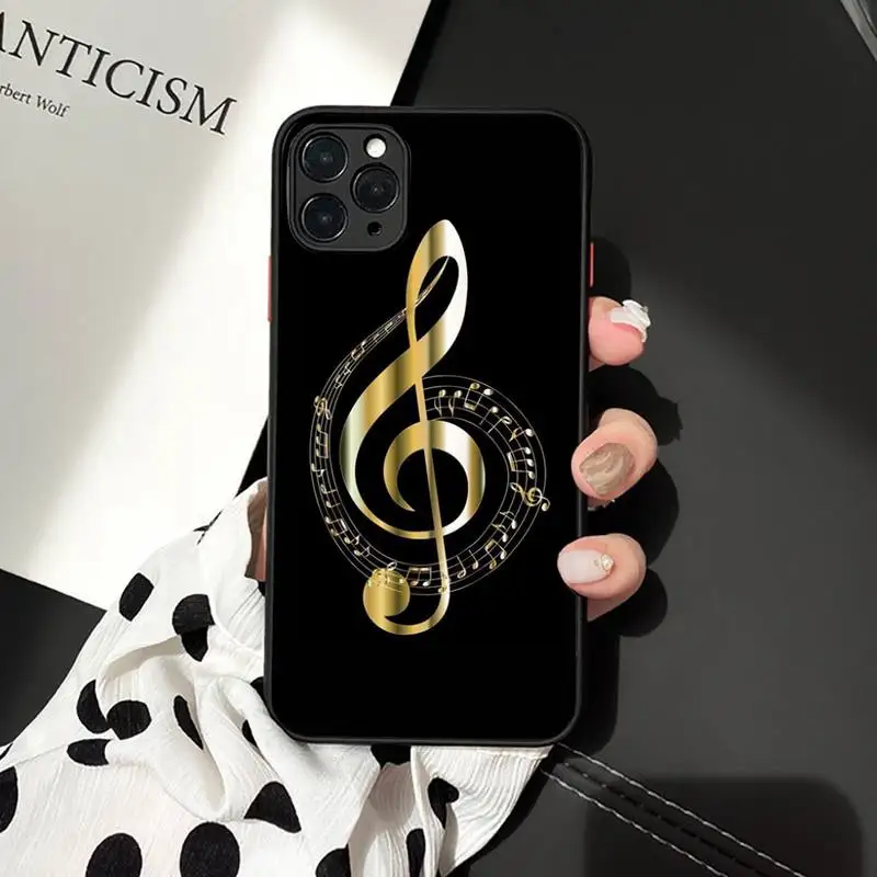 

Music notes Phone Case For iphone 12 11 7 8 plus mini x xs xr pro max matte transparent cover