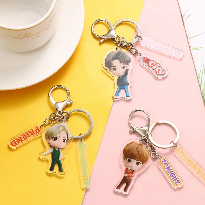 

2021 New Bangtan Boys Keychain Cartoon Three-Piece Suit Jimin Suga V Jin Rm J-Hope Jk Bts-502 Key Chain