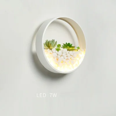 Warm light 7W Современный светодиодный настенный светильник, круглый светодиодный настенный светильник для спальни, гостиной, украшение стены, украшенное растениями и камнями, подарок, арт-деко - Испускаемый цвет: Warm light 7W