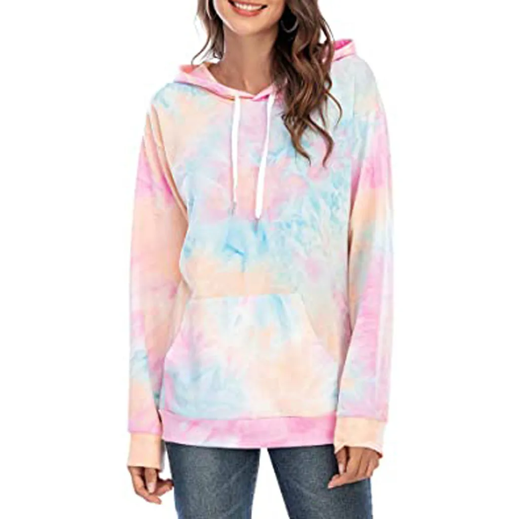 Женские толстовки с принтом в виде галстука красителя moletom размера плюс худи