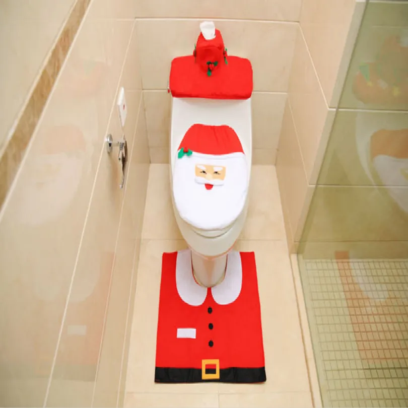 Чехол на сиденье унитаза с Санта-Клаусом Рождественский чехол унитаз коврик для