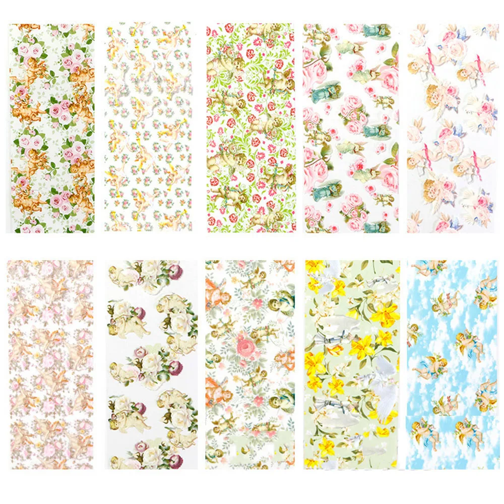 

1 Box Mixed Angel Flower Pattern Nail Art Water Transfer Sticker Decal Nail Foils Wraps Acrylic Nails Decoration Manicure Tool