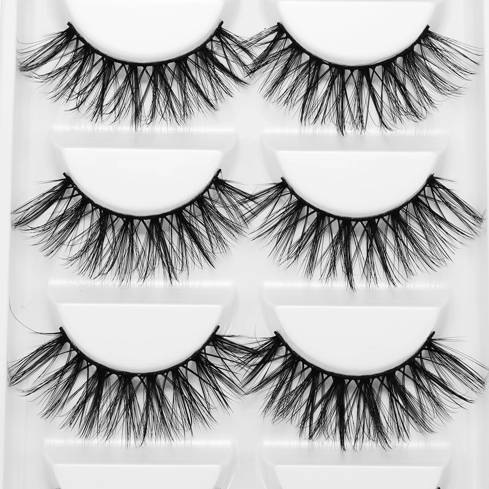 LEKGAVD 5 пар Wispies Fluffies драма ручная работа безжалостные ресницы 6D искусственные норковые волосы Накладные ресницы для наращивания Красота Макияж