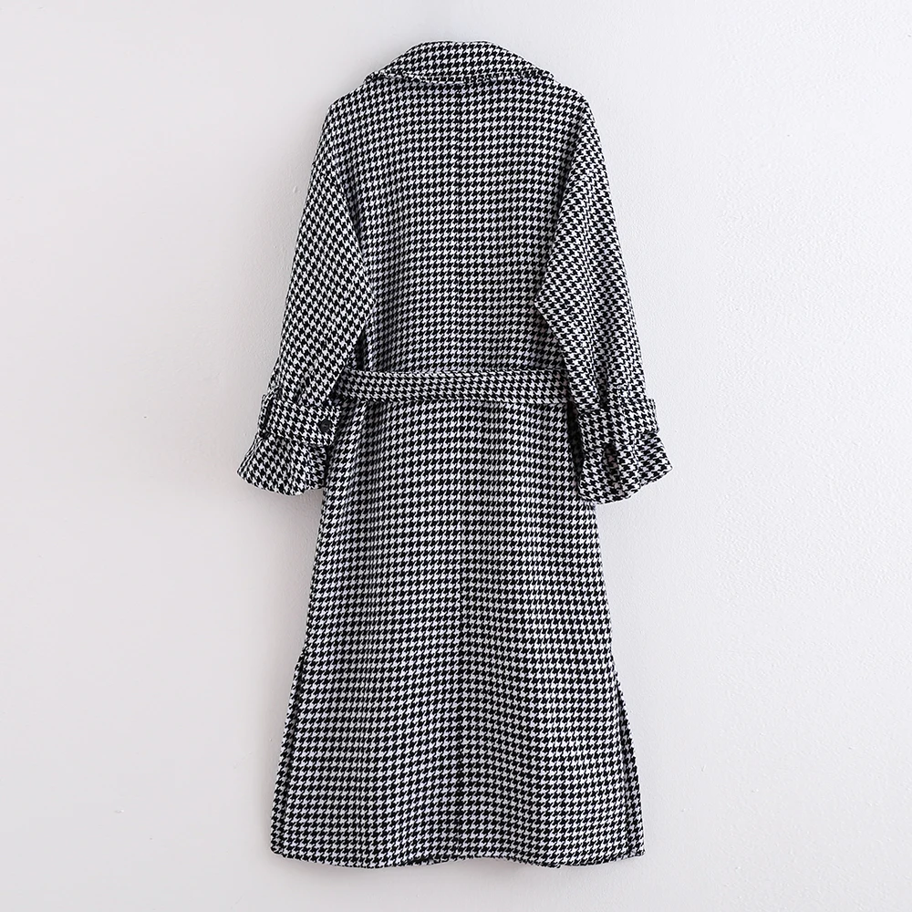 2019 Autumn winter new women straight Slim thin plaid printed elegant coat Female long cardigans | Женская одежда