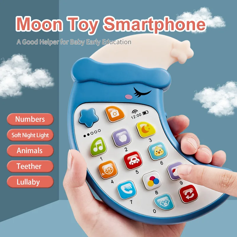 

Children's music early education point reading mobile phone English version Qizhi can bite the cartoon moon phone gift toy